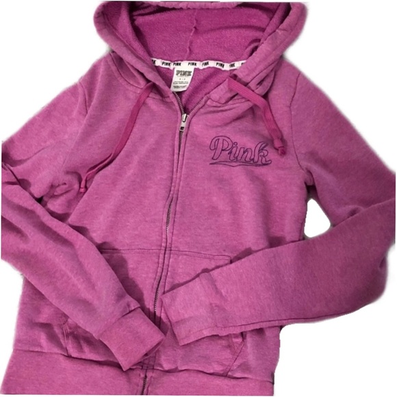 PINK Victoria's Secret Tops - Victoria’s Secret PINK purple hoodie zip up Sz. S